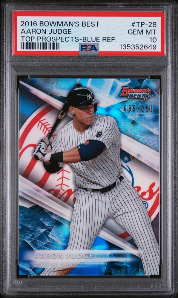 2016 Bowman’s Best Aaron Judge Blue Refractor /250 PSA 10 #TP-28 Yankees