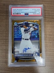 2025 BOWMAN DRAFT CHROME PROSPECT AUTO GOLD SHIMMER AIDAN WEST /50 psa 10