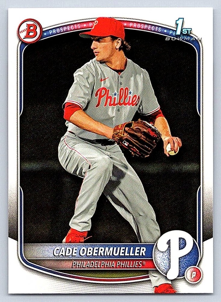 CADE OBERMUELLER PHILLIES RC 1st card 2025 BOWMAN DRAFT #BD-80