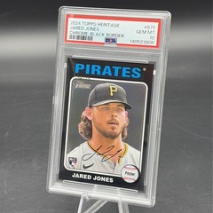 2024 Heritage Jared Jones (RC), #675, Chrome Black RC /75 PSA Gem Mint 10 POP 1