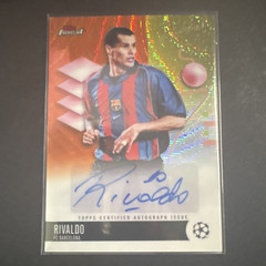 Topps Finest UEFA 2025/26 Rivaldo Autograph FC Barcelona BA-RI 14/25 Orange Wave
