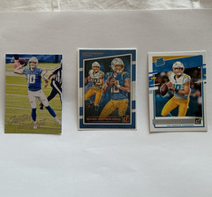 Panini 2020 Donruss Justin Herbert Chargers Rookie 3-Card Lot #203 #303
