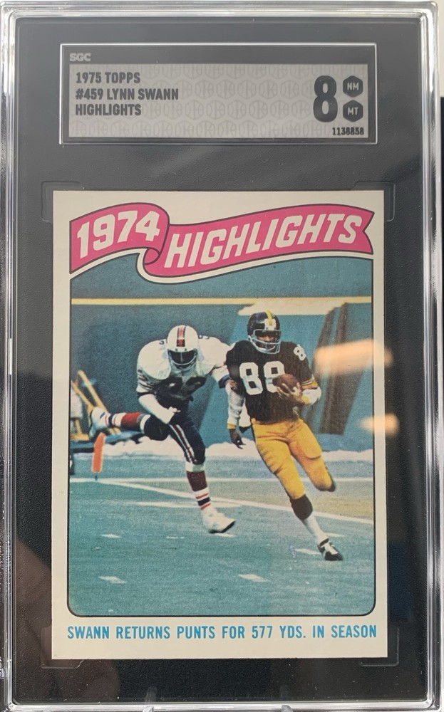 1975 Lynn Swann Rookie Card Topps Highlights #459 Pittsburgh Steelers SGC 8