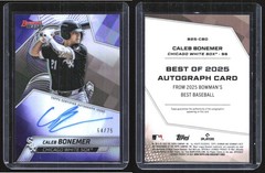 2025 Bowmans Best Caleb Bonemer Auto Purple Refractor /75 White Sox