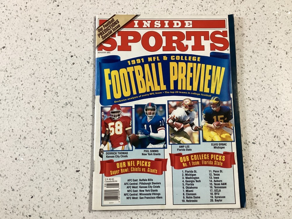 August 1991 – INSIDE SPORTS – Magazine – NFL & College Football Preview