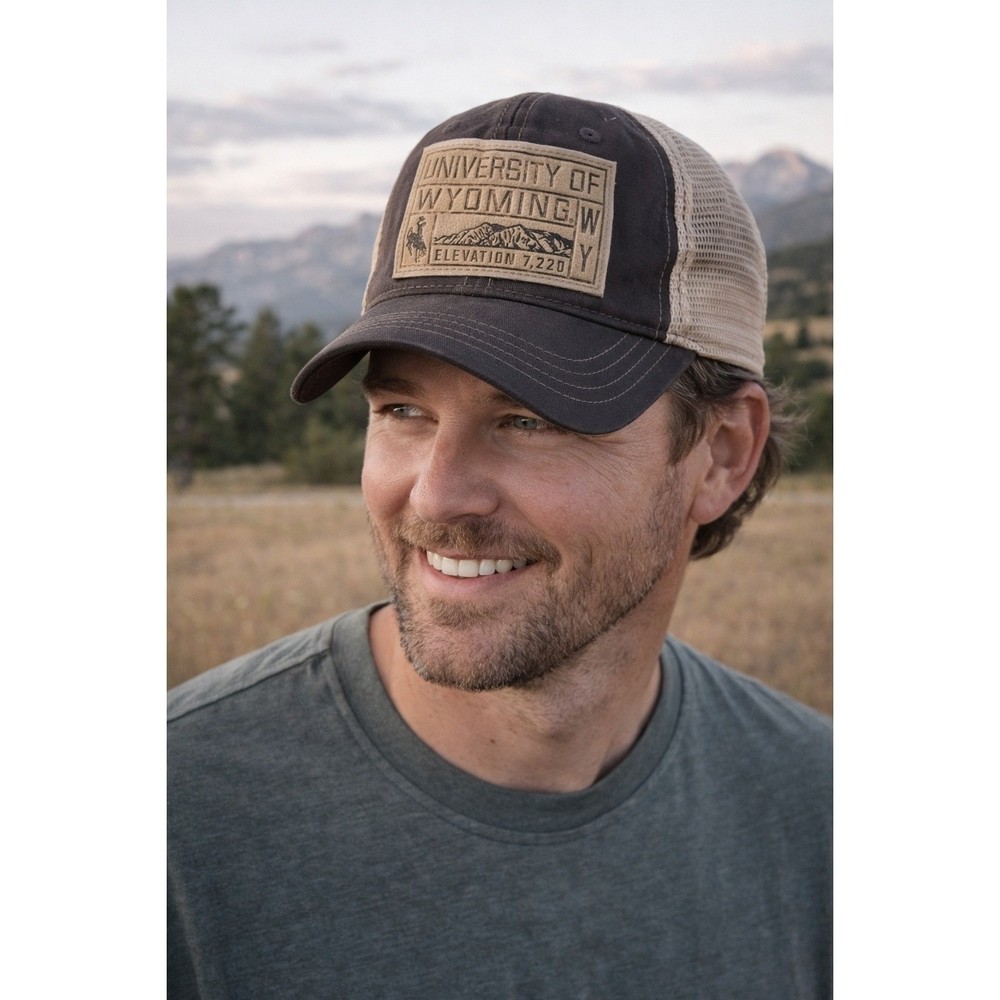 University Of Wyoming Cowboys Leather Patch Vented Netting Champion Hat