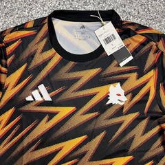 2025/26 Adidas AS Roma Pre-Match Jersey Men&rsquo;s Large Black Orange Slim Fit NEW