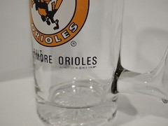 Vintage MLB 1988 Baltimore Orioles Clear Stein Glass Mug (5 3/4” Tall)