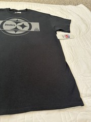 Pittsburgh Steelers Gray Blackout Team Lockup Logo Short Sleeve Shirt NWT Large