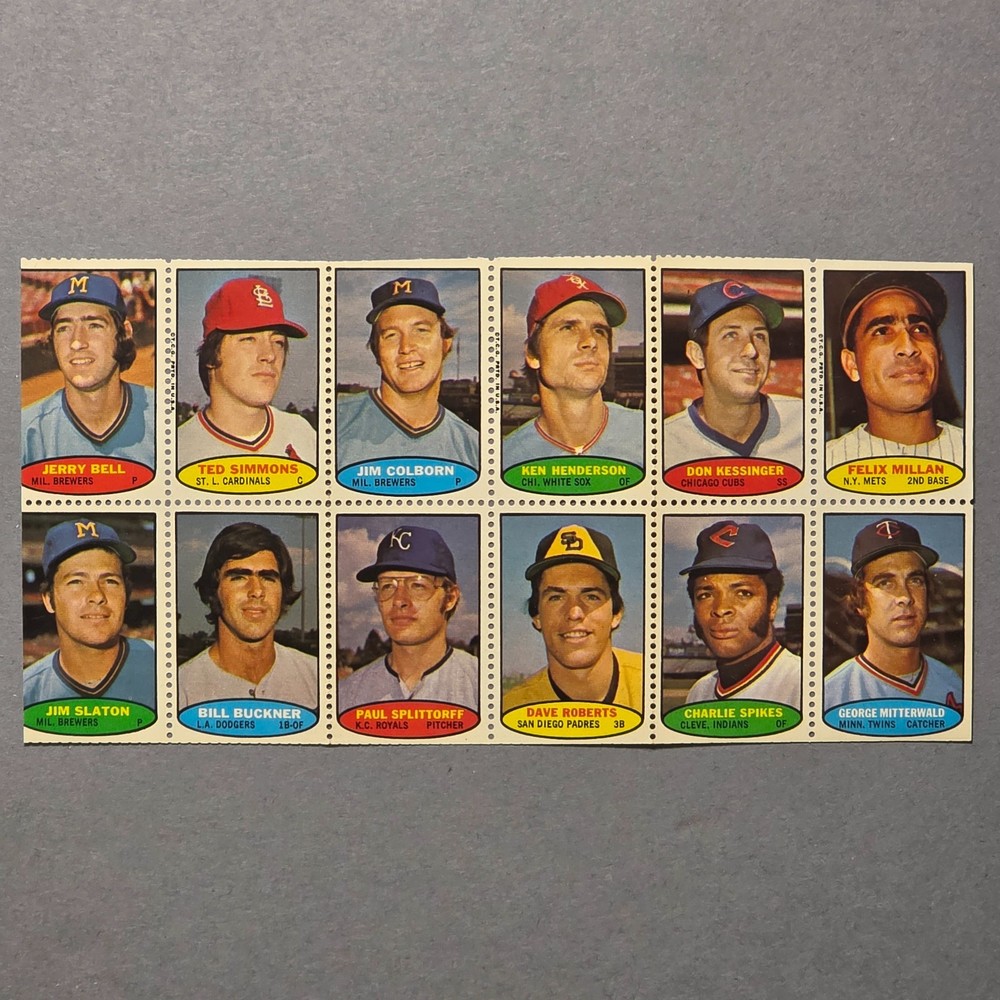 1974 Topps Baseball Stamp Panel w/ 12 Stamps w/ SIMMONS / BUCKNER MINT SHAPE !