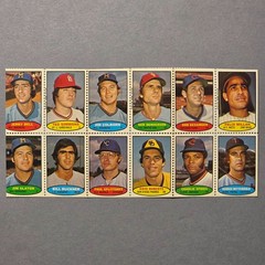 1974 Topps Baseball Stamp Panel w/ 12 Stamps w/ SIMMONS / BUCKNER MINT SHAPE !