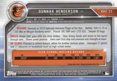 2019 Bowman Chrome 1st Draft Gunnar Henderson Orioles BDC-22