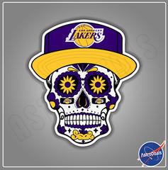 Los Angeles Lakers Sugar Skull NBA Basketball Logo Sticker Decal *Size: 3&Prime;-12&Prime;*