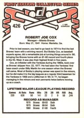 Bobby Cox 1981 Donruss Baseball – #426 – Atlanta Braves