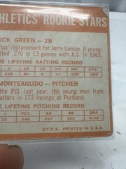 Topps 1964 #466 Athletics Rookie Stars Rookie Dick Green Aurelio Monteagudo