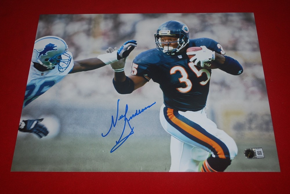 NEAL ANDERSON CHICAGO BEARS Signed 11X14 PHOTO Beckett Witnessed COA 4W836741