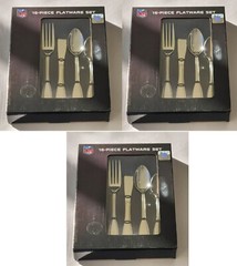 Three (3) – Baltimore Ravens Stainless Steel Flatware 16 Piece Utensil Sets
