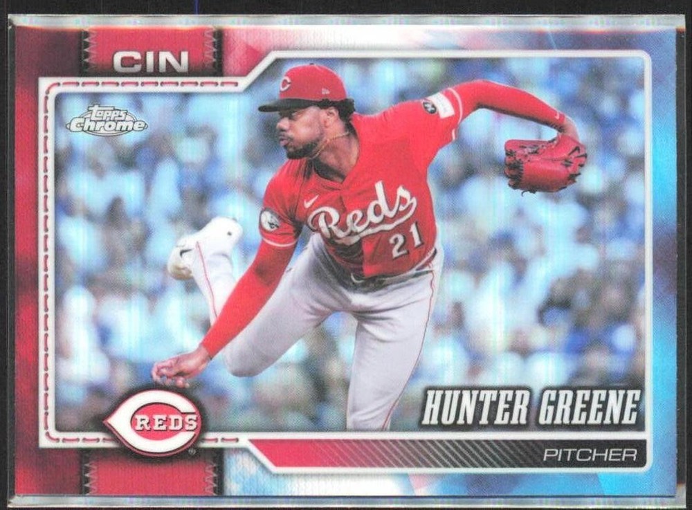 2026 Topps Chrome #135 Hunter Greene Red White and Blue Refractors