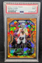 🔥POP 1🔥 2020 PRIZM DEREK CARR ORANGE ICE PSA 9 #132 MINT NONE HIGHER