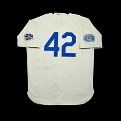 Jackie Robinson Brooklyn Los Angeles Dodgers 1955 Men&rsquo;s Cream Baseball Jersey
