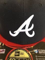 ATLANTA BRAVES MLB NEW ERA 5950 NAVY WHITE « A » RED BRIM BLACK UNDER FITTED HAT