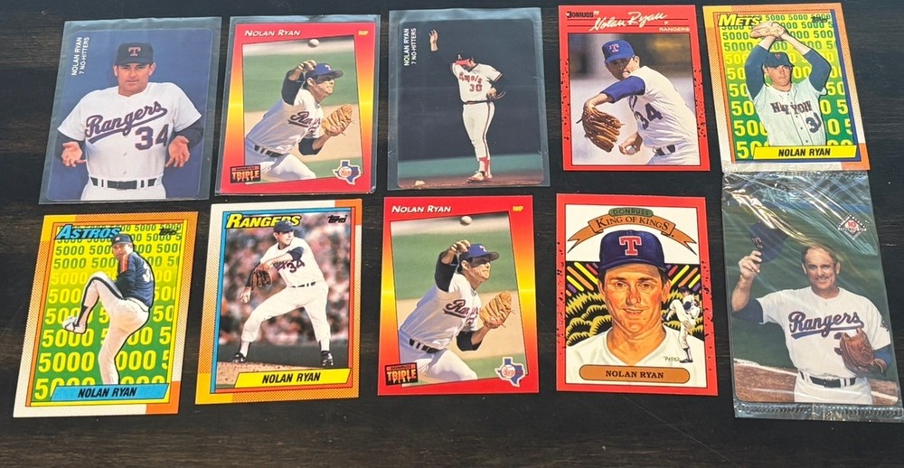 Nolan Ryan baseball cards 1980&rsquo;s- present ; 10 count