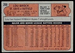 1972 Topps LOU BROCK 200 HOF Cards EX CENTERING VIVID CRISP CLEAN Vtg Raw EX