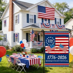 250th Anniversary America Garden Flag, 250 12×18 inches, Blue, 12 » x 18 »
