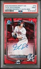 2025 Bowman Draft Sapphire Chrome Prospect 1st Auto Red /5 TATE SOUTHISENE PSA 9
