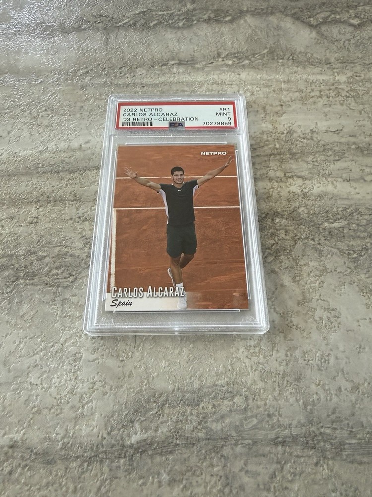 2022 NETPRO #R1 CARLOS ALCARAZ 03 RETRO-CELEBRATION ROOKIE RC /500 PSA 9 MINT