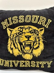Vintage Missouri University Pillow Rare Corduroy Black And Yellow
