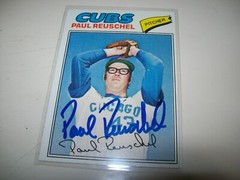 1977 TOPPS RC PAUL REUSCHEL AUTOGRAPH SIGNED AUTO #333 CHICAGO CUBS
