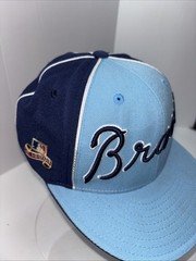 Atlanta Braves 74 Baby Blue Navy Hat Cap Fitted Mitchell Ness Cooperstown 6 1/2