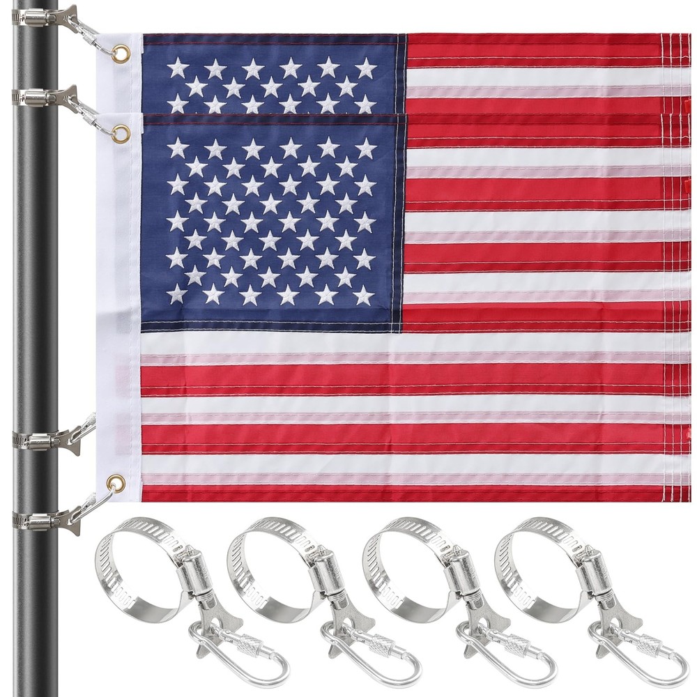Small American Flag for Boat, 2 Pack Marine 12×18 inches, Red