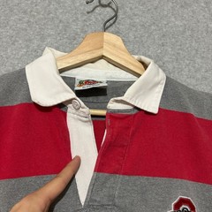Vintage Ohio State Buckeyes Barbarian Rugby Shirt 2XL (Fit XL) Red Gray Striped