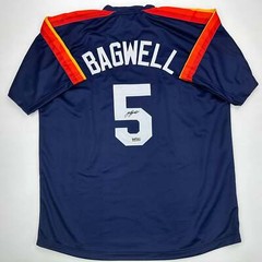 Facsimile Autographed Jeff Bagwell Houston Blue Reprint Jersey Size Men&rsquo;s XL