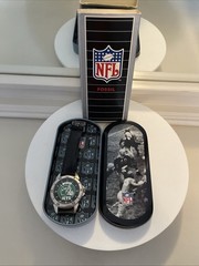 NFL Vintage New York Jets Fossil Watch with Leather Band with Box Needs Battery