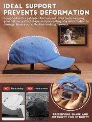 Hat Display Case, Clear Acrylic Baseball Cap Display Box Stand, UV Pro…