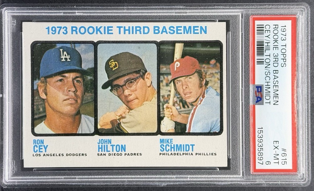 1973 Topps #615 Rookie 3rd Baseman Ron Cey Mike Schmidt PSA 6 EX-MINT RC