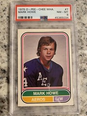 PSA 8 1975-76 OPC MARK HOWE WHA GRADED #7 1975 O-PEE-CHEE HOF ROOKIE CARD