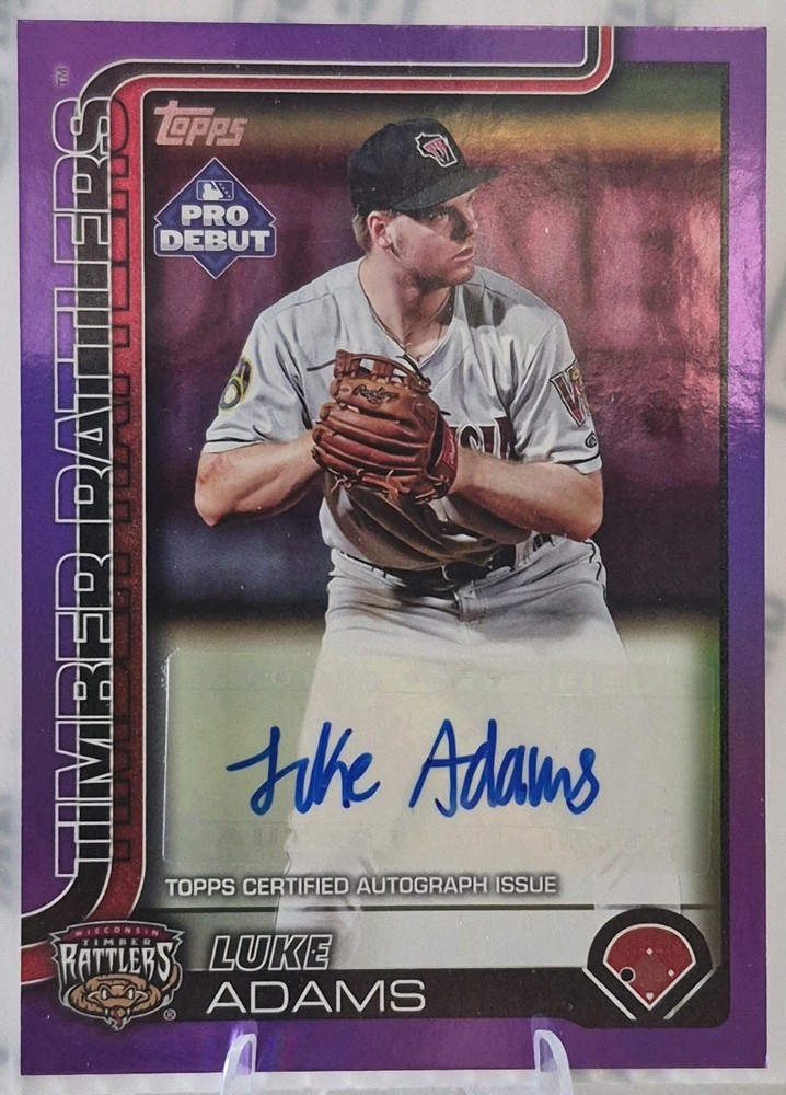 2025 Topps Pro Debut – Luke Adams #PD-69 Purple Foil Autographs /299 (AU, RC)