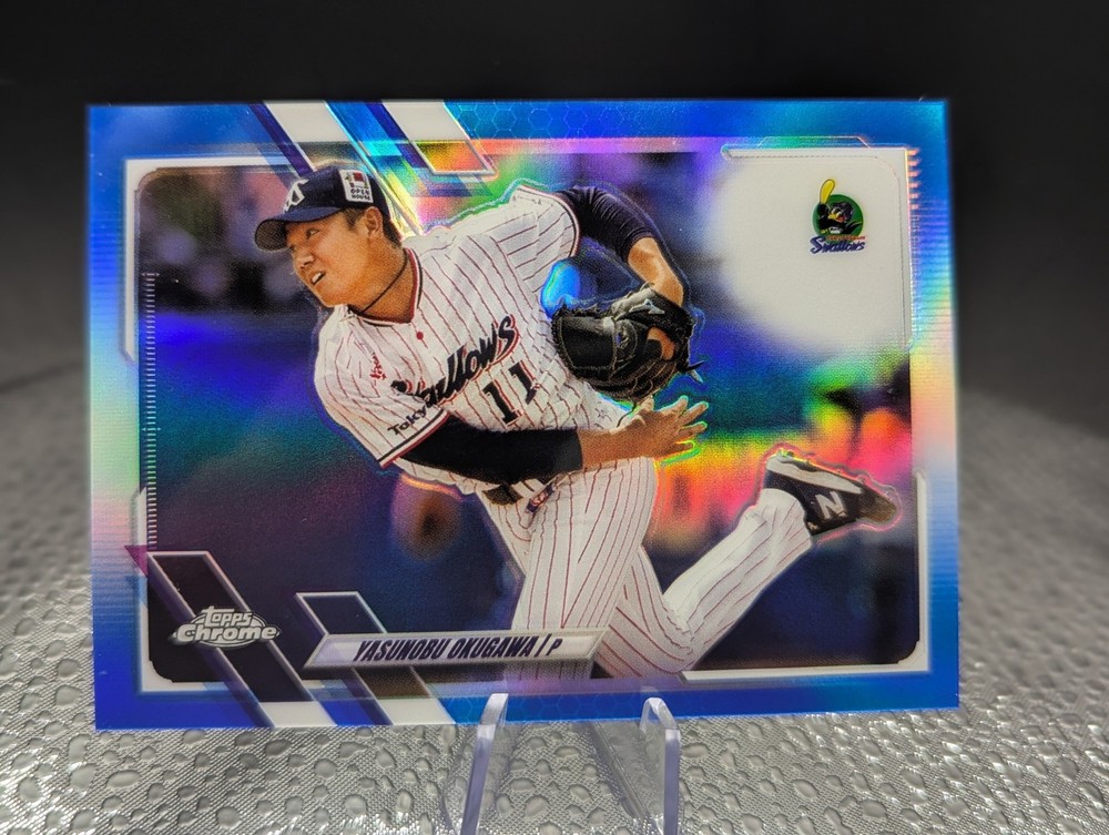 2021 Topps Chrome NPB #13 Yasunobu Okugawa Blue Refractor #/150