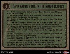 1974 Topps #4 Hank Aaron Special 1962-65 Braves HOF 7 – NM