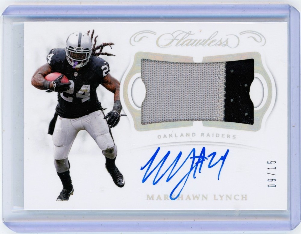 2018 Panini Flawless Marshawn Lynch Worn On Card Auto Jersey Patch /15 NFL