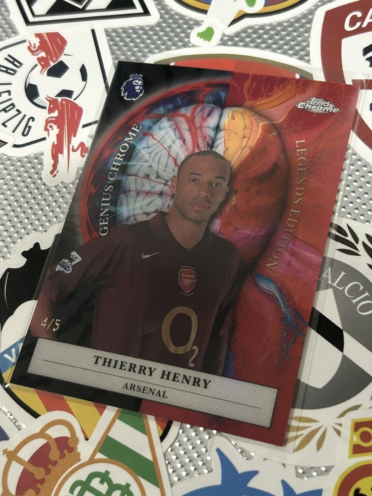 2025-26 Topps Chrome EPL Thierry Henry Genius Chrome /5 Red Arsenal Case Hit SSP