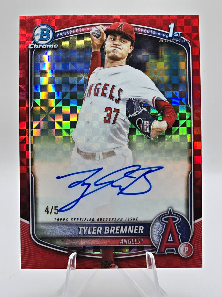 Topps 2025 Bowman Draft Tyler Bremner 1st Bowman Auto CPA-TB Red 4/5 Angels