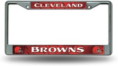 Cleveland Browns Premium Metal License Plate Frame Chrome Tag Cover, 12×6 Inch