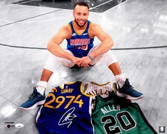Stephen Curry Signed 16×20 Photo Warriors All Time 3 Point Leader JSA