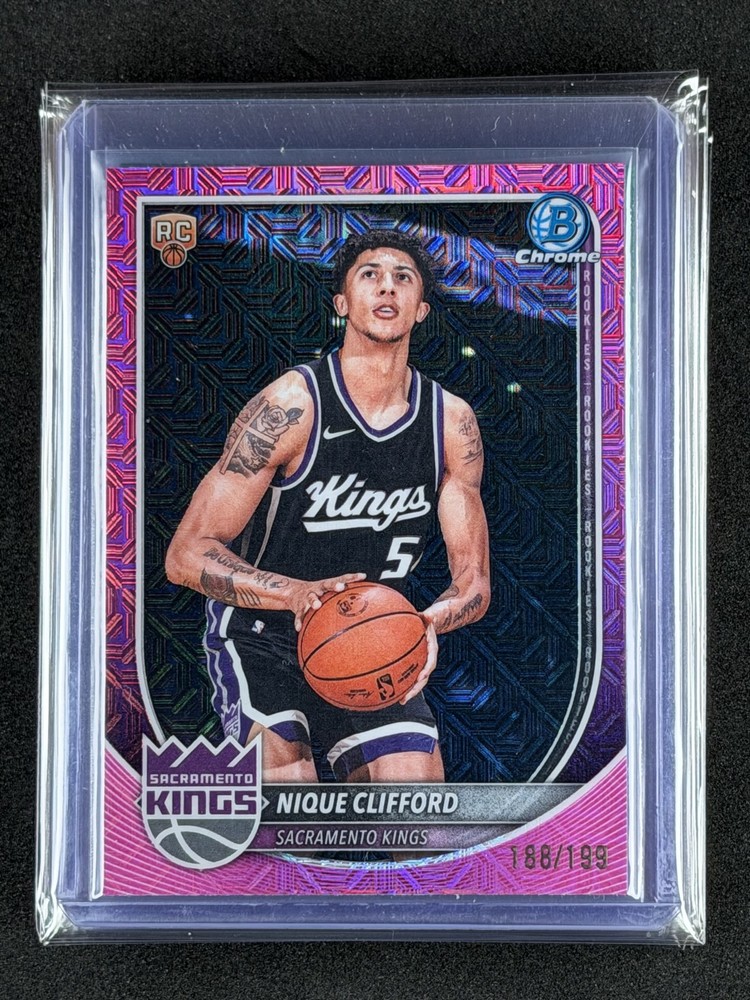 2025-26 Bowman – Chrome Nique Clifford #BCV-24 Pink Mojo Refractor /199 (RC)