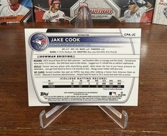 Jake Cook 2025 Bowman Chrome 1st Refractor Auto # /499 CPA-JC Blue Jays Jacob 25